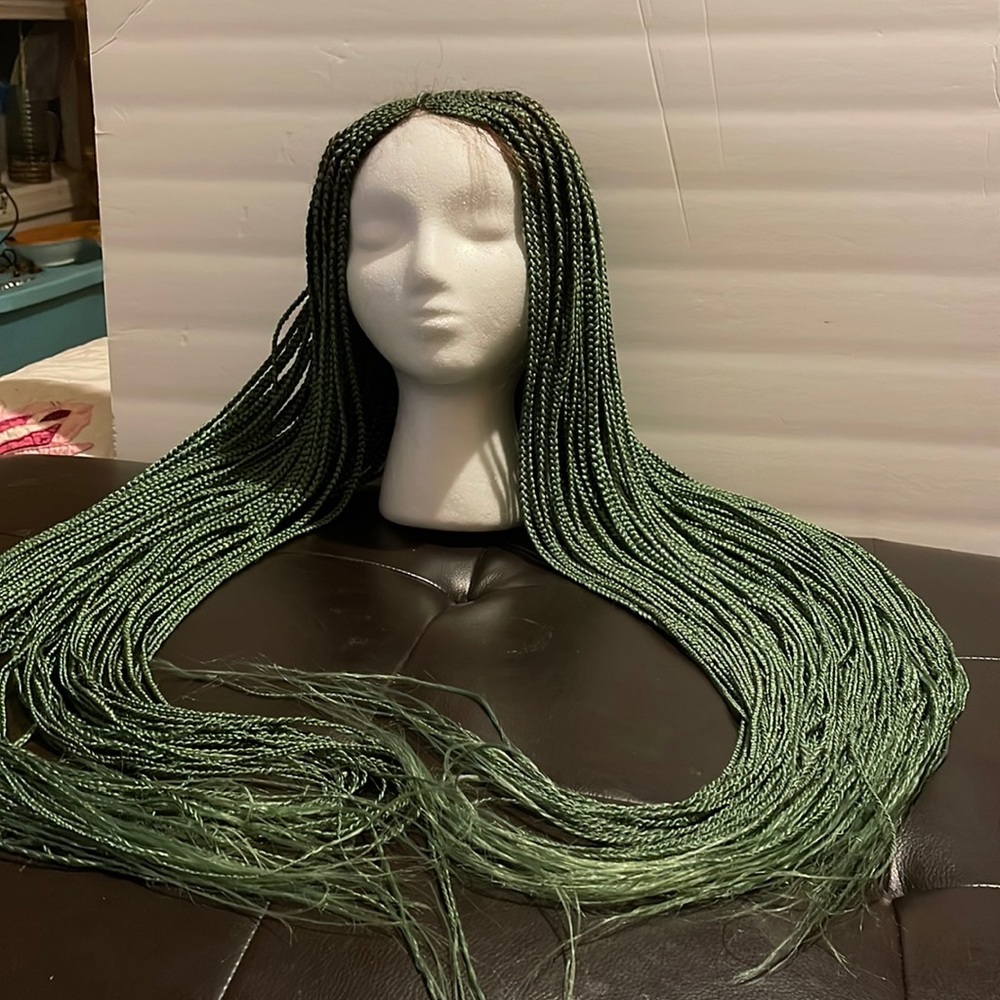 Handmade green Braid wig. Never worn.